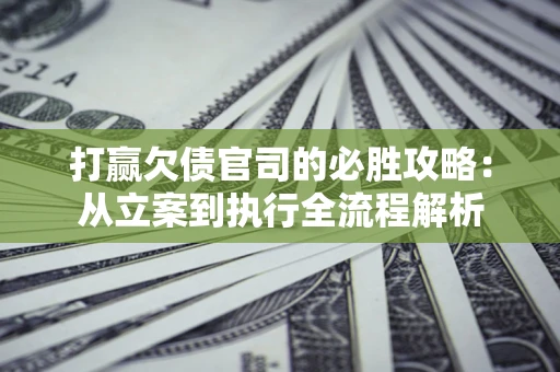 武汉打赢欠债官司的必胜攻略：从立案到执行全流程解析